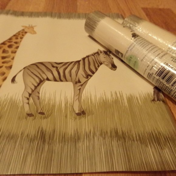 African Safari Animals Tiger Elephant Giraffe Green Grass Cream Wallpaper Border - Picture 10 of 15